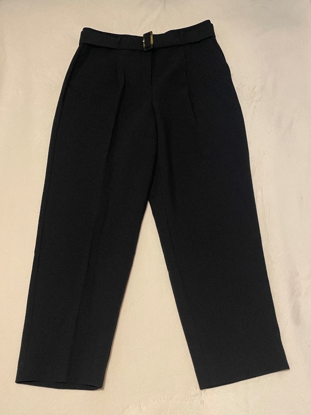 Ann Taylor Black High Rise Pleated Pant with Tortoise Belt